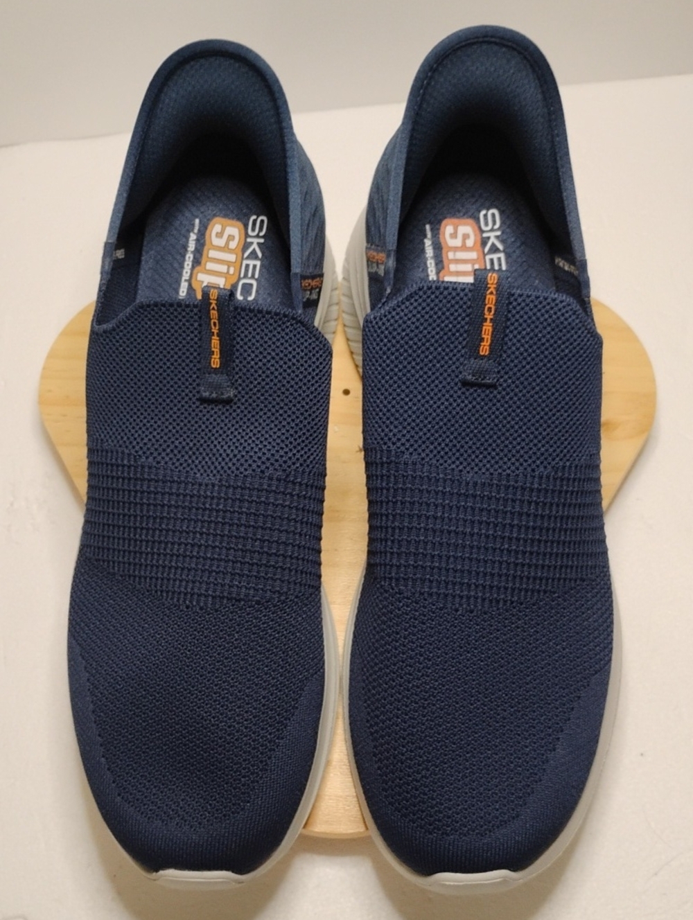 Skechers Navy Slip-On Knit Loafers with White Sole